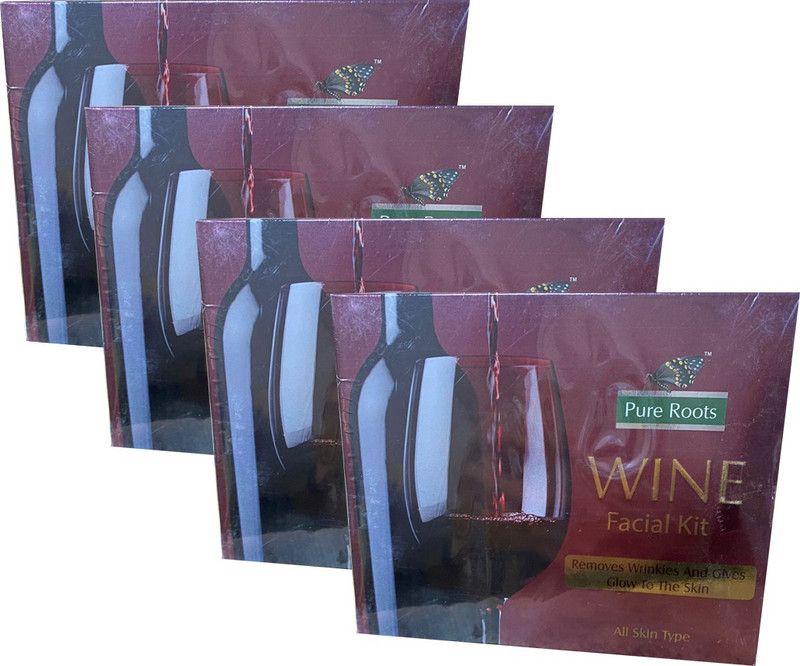 Pure Roots Wine Facial Kit Removes Wrinkles And Gives Glow To The Skin 40gm Pack of 4  (4 x 40 g)