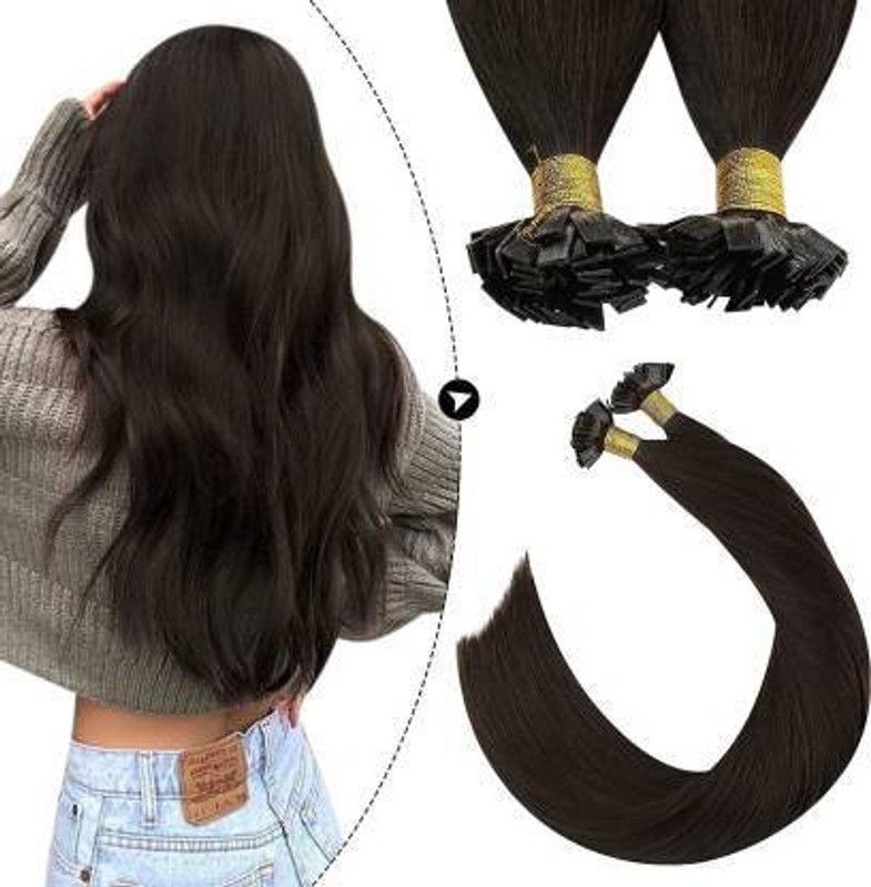 Jugnu 18inch Remy Straight Dark Brown 4 Flat Tip Individual Bondings 50 Gram 1g Hair Extension