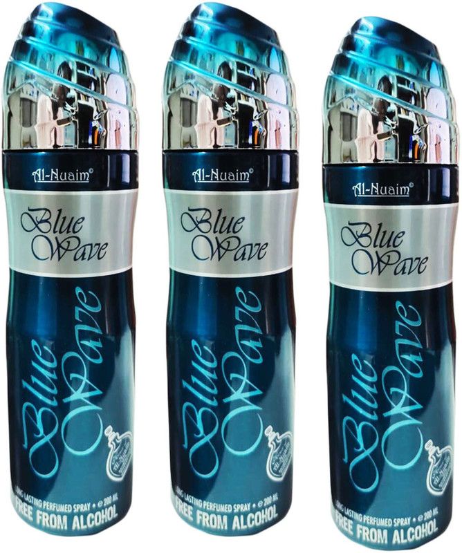 Al Nuaim Blue Wave Long Lasting Perfumed Spray Free From Alcohol Pack of-3 Perfume Body Spray - For Men & Women  (200 ml, Pack of 3)