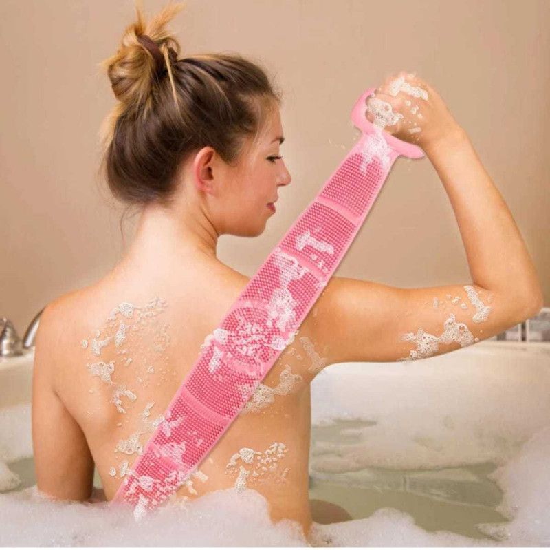 Excose barth Silicone Body Scrubber Belt, Double Side Shower ( multicolour )
