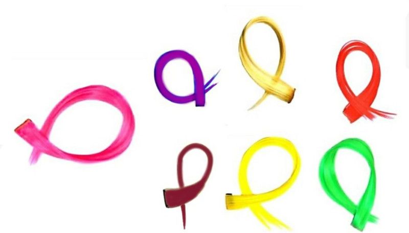 Alizz Beautiful multicolor hair strips clip on hair extensions wig for girls and women high lighter feathers artificial colorful hair pack of 7 strips Hair Extension