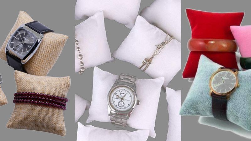 Triock Leather Small Bracelet Watch Pillow Bangle 4x3 inch Combo (Pack of 12) Watch, Jewellery Vanity Box  (White)