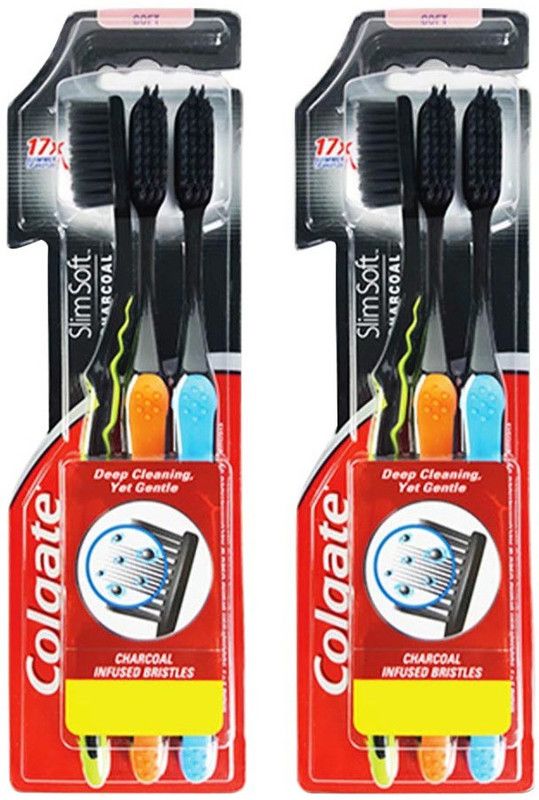 Colgate Slim Charcoal Soft Toothbrush  (6 Toothbrushes)