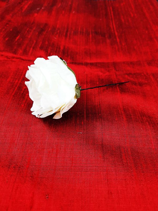 DRESSED UP DIVAS gorgeous white rose flower Hair Pin  (White)