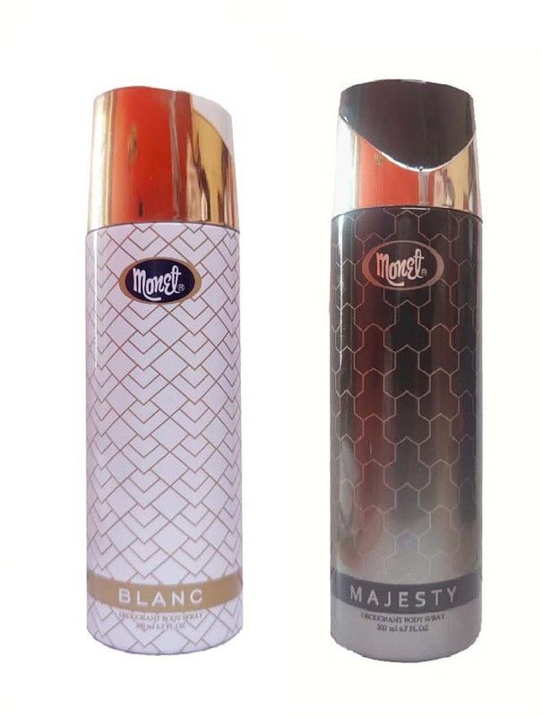MONET 1 BLANC , 1 MAJESTY DEODORANT BODY SPRAY Body Spray - For Men & Women  (400 ml, Pack of 2)