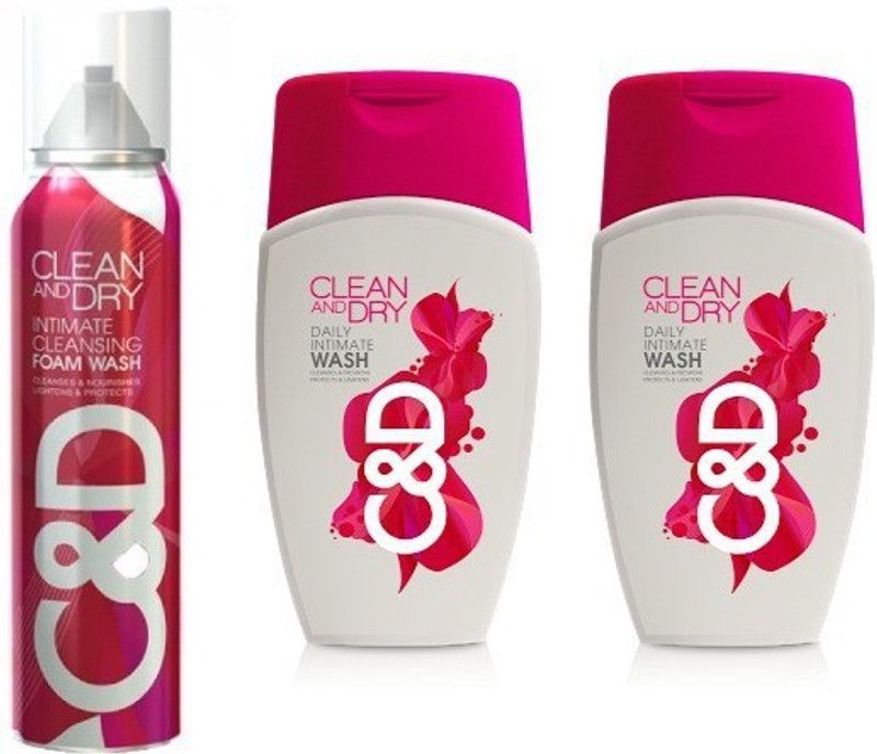 Midas Care Clean and Dry Combo : Wash (Pack of 2) + Foam Intimate Wash  (185 g, Pack of 3)