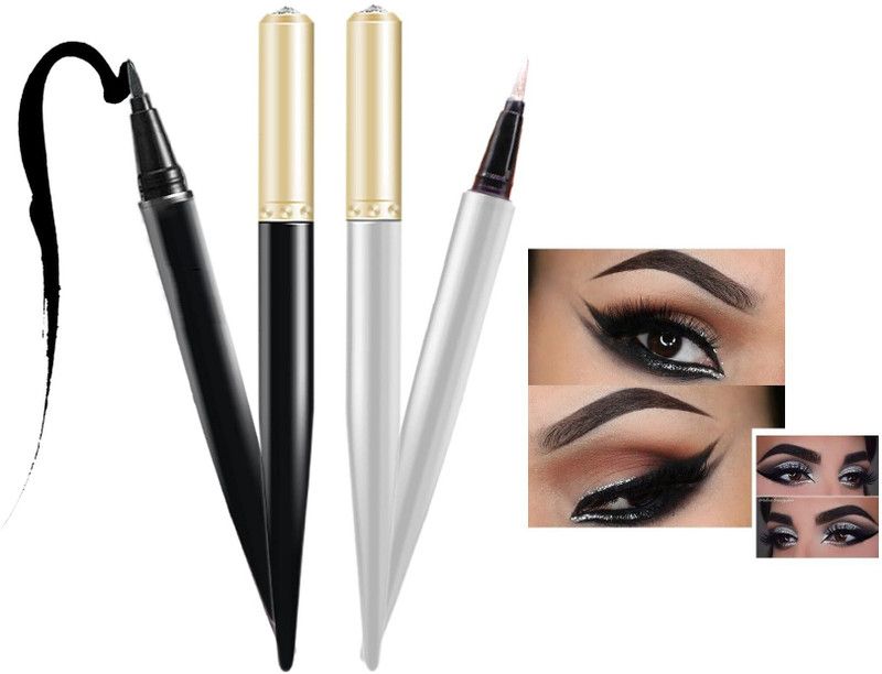 THTC Diamond Shiny Black & Silver Eyeliner Pen for Long Stay & Smudge Proof 3 g  (BLACK, SILVER)