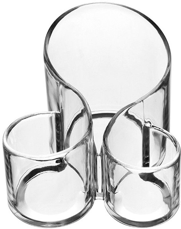 QUICK UNBOX Acrylic 3 Section Cosmetic Organizer Vanity Box Makeup Storage Stand for Brush Nailpolish Lipstick Jewelry Holder Multipurpose Stand Makeup Kit Jewelry Lipstick Nailpolish Vanity Box  (Transparent)