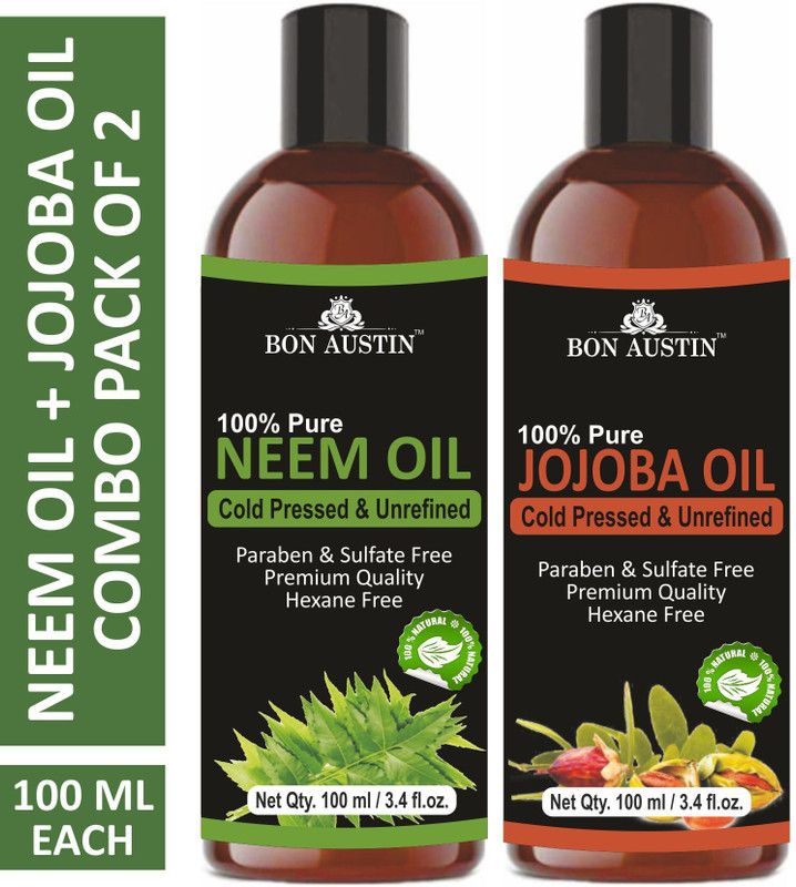 Bon Austin 100% Pure & Natural Neem Oil & Oil Combo pack of 2 bottles of 100 ml(200 ml) Hair Oil  (200 ml)