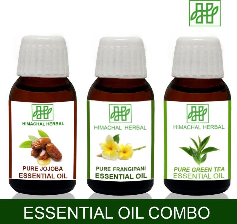 Himachal Herbal JOJOBA-GREEN TEA-FRANGIPANI ESSENTIAL OIL FOR COSMETIC SOAP MAKING AROMATHERAPY-3PC EACH 10ML  (30 ml)