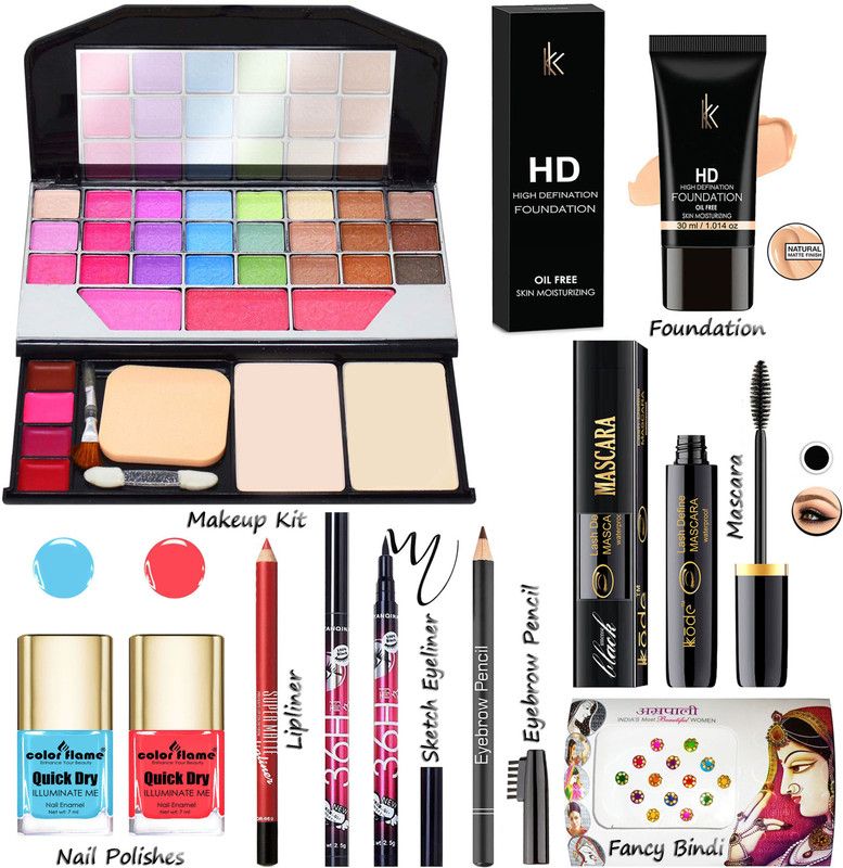COLOR FLAME Exclusive All In One Makeup Kit For Girls & Womens MKPA1VT24  (Pack of 9)