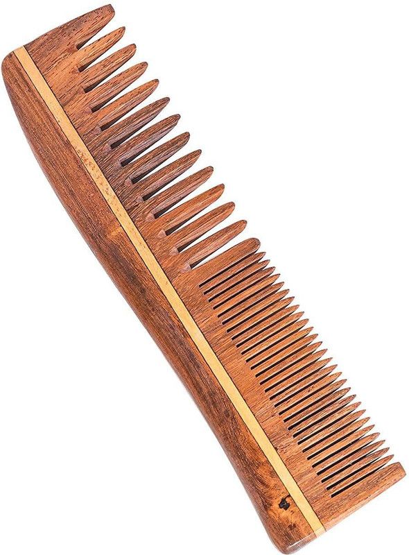 Pitambara Handmade Natural Pure Healthy Neem Wooden Comb Wide Tooth for Hair Growth,Anti Dandruff Comb For Women And Men