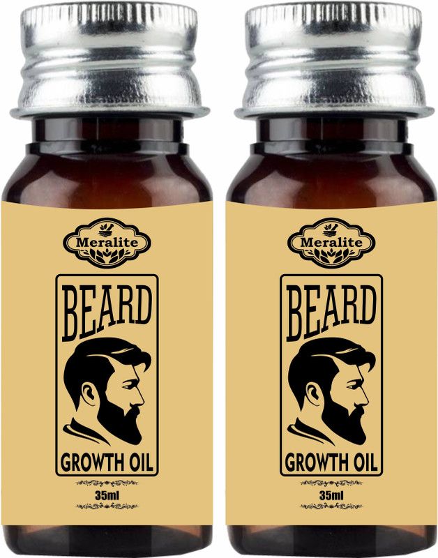 Meralite Organic Mustache and Beard Oil Pack of 2 Hair Oil  (70 ml)