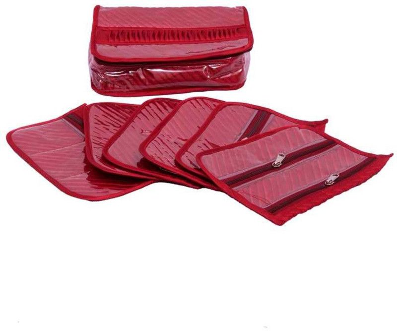 KUBER INDUSTRIES Jewellery Kit Maroon in Quilted satin Six Flaps Makeup Vanity Box  (Maroon)