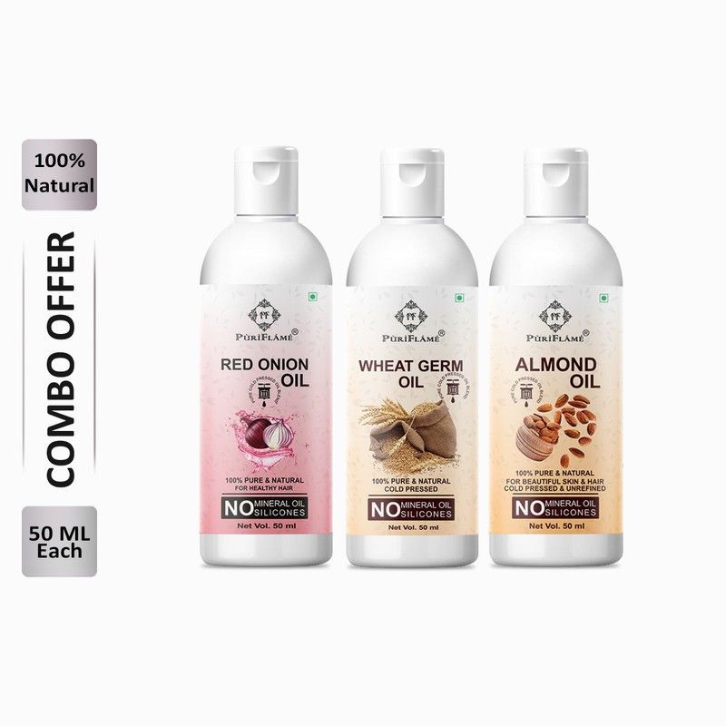 PuriFlame 100% Pure Red Onion Oil 50ML & Grapeseed Oil 50ML & Rosehip Oil 50ML Hair Oil  (150 ml)