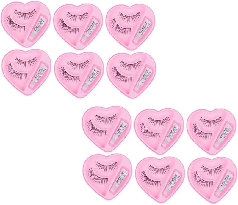 Emijun False Eyelashes Synthetic Fiber Material Fake Eyelashes pack of 12  (Pack of 9)
