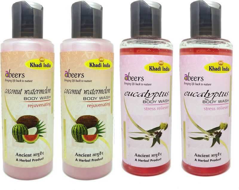 khadi abeers Coconut Watermelon & Eucalyptus Thyme Body Wash (Pack of 4)  (4 x 250 ml)