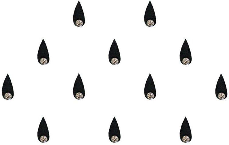 Comet Busters Black Tear Drop Bindi for Women With Single Stone (8mm) (BV1455) Forehead Black Bindis  (Indian Bindi)