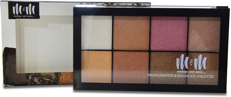 Makeup & More Highlighter And Bronzer Palette, Contains 8 Unique Color Shades, Provides Shine And Shimmer Highlighter  (Multicolor)