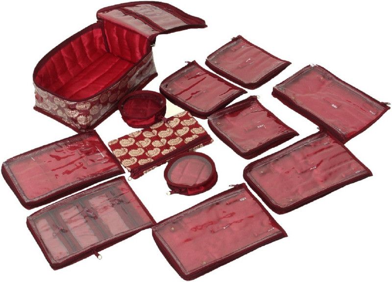 KUBER INDUSTRIES " Locker Jewellery Kit With 12 Pouches (Brocade Material) Wedding Collection Gift " Makeup and Jewellery Vanity Box  (Multicolor)