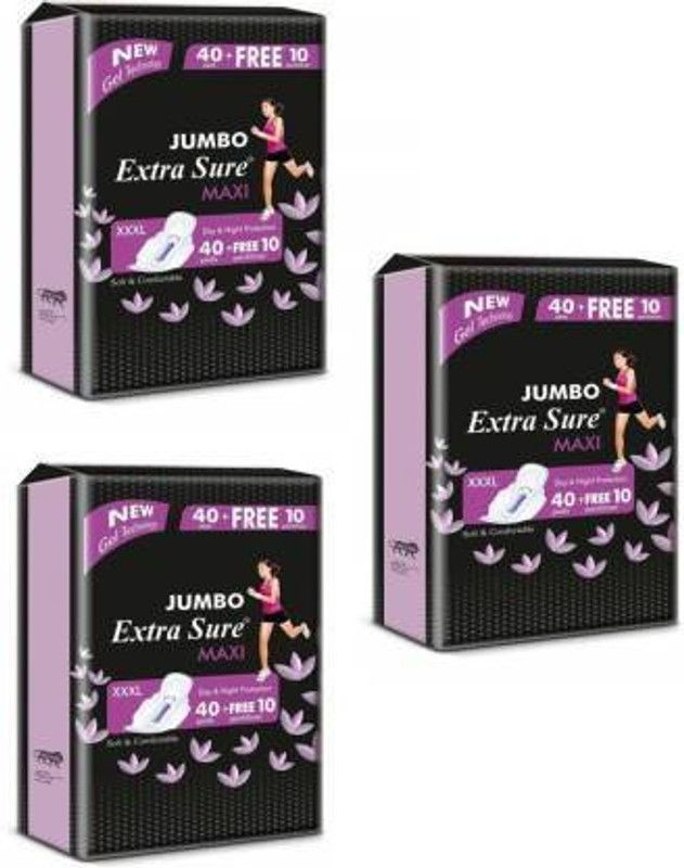 Extra Sure jumbo maxi sanitary pad [xxxl] extra comfor table dry cover help long -lasting best dry feel all night protection supar comfortable Sanitary Pad  (Pack of 150)