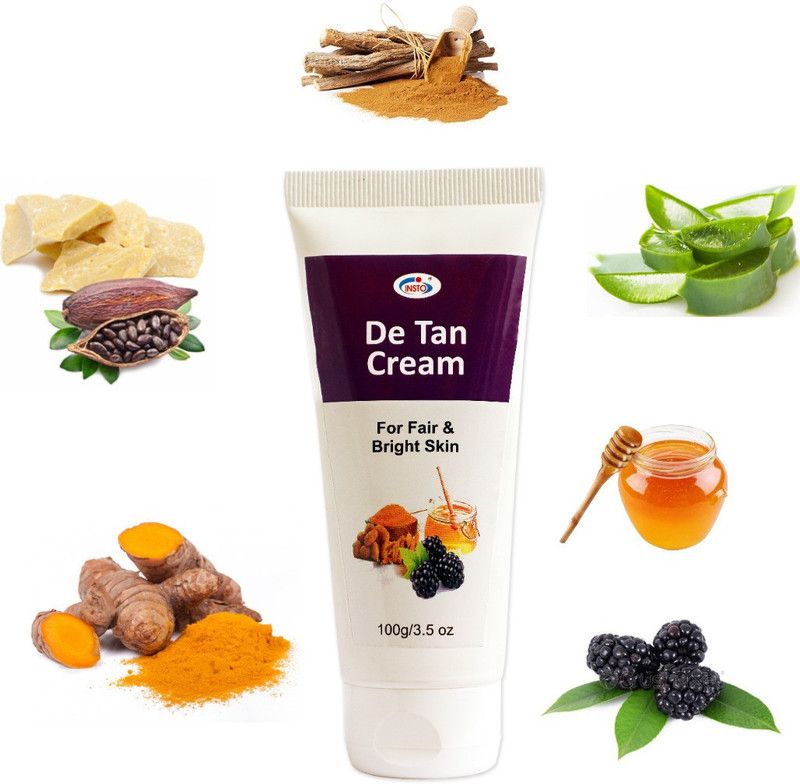 Insto De-Tan, Tan Removal Cream For Fairness,Whitening, Skin Tightening, Glow & Sun Protect For Women  (100 g)