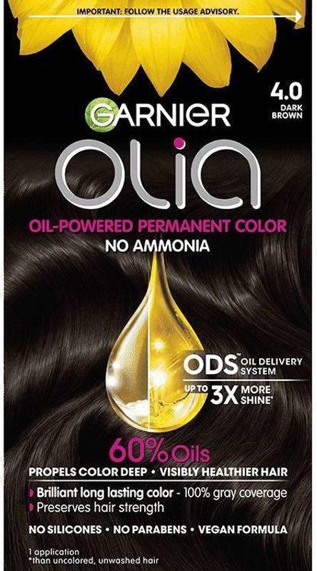 GARNIER Olia Oil Powered Permanent Haircolor , Dark Brown 4. 0
