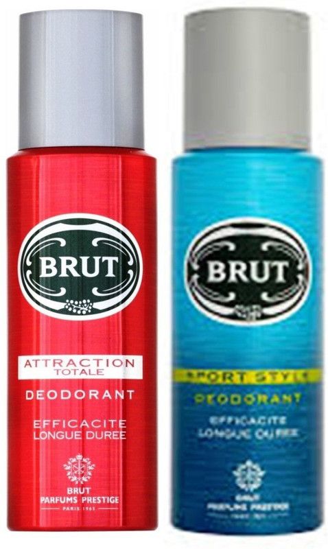 BRUT Sport Style+Attraction Totale Efficacite Longue Duree Deodorant Deodorant Spray - For Men  (200 ml, Pack of 2)