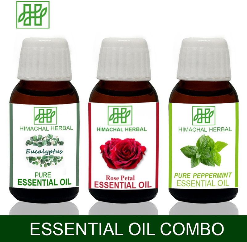 Himachal Herbal EUCALYPTUS-ROSE-PEPPERMINT ESSENTIAL OIL FOR COSMETIC SOAP MAKING AROMATHERAPY-3PC EACH 10ML  (30 ml)