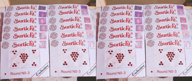 PrishaCreationStore Beautiful Maroon 24 Suruchi Bindi Set For Women 3 Size Women and Girls Maroon Bindis  (All purpose bindi)