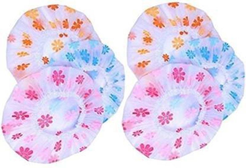 valenzers 6 Pes Packing Set Premium & High Quality Reusable & Waterproof Bathroom Shower Cap With Elastic Band for Woman & Girl (pack of 6)