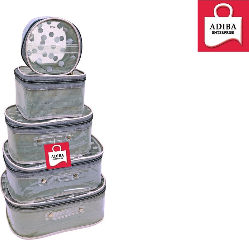AD enterise Grey_Dot@5kit •	Cosmetic box, Makeup Kit Box & Storage Case Vanity Box  (Grey)