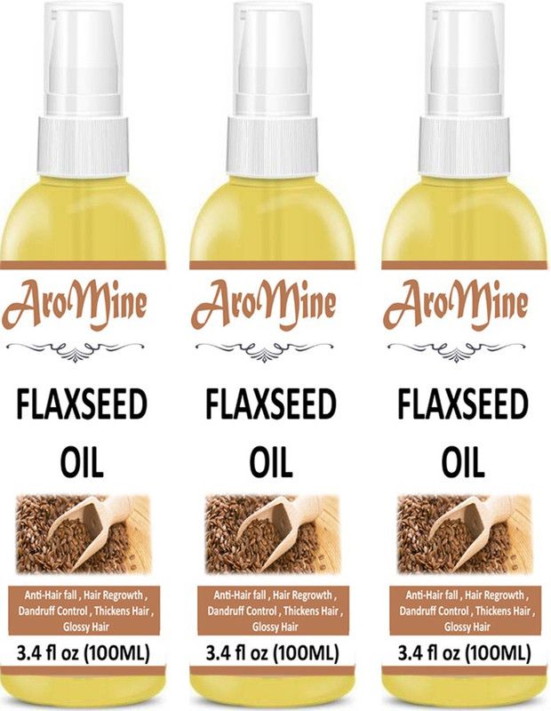 AroMine 100% Pure & Natural Flaxseed Oil-(100ml)-Pack of-3-bottle-  (300 ml)