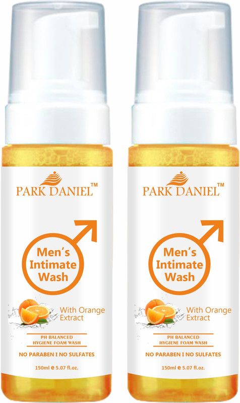 PARK DANIEL Men's Intimate Wash Maintain Ph Balance with Orange Extract Pack of 2 of 150ML  (2 x 150 ml)