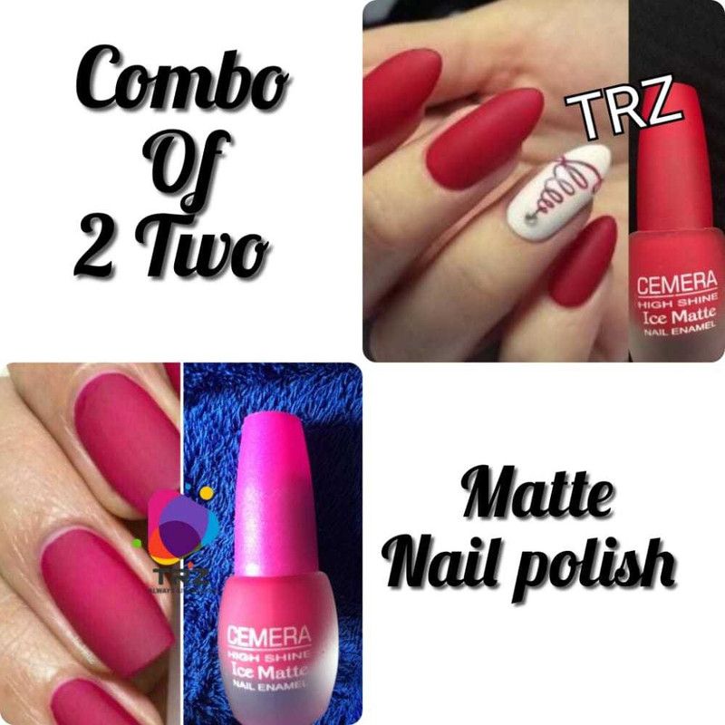 TRZ cemera Ice Matte toxic free Nail Polish Combo Sets of 2-RED AND PINK RED AND PINK  (Pack of 2)