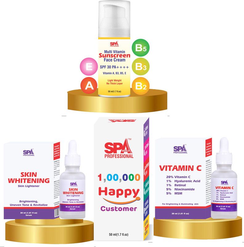 SPA Professionals Sunscreen (SPF 30) Cream 50ml, Skin Whitening Serum 30ml, Vitamin C Serum 30ml  (110 ml)
