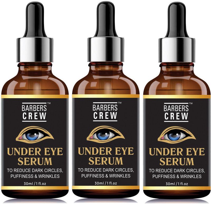 Barbers Crew Premium Skin Brightening Under Eye Serum Enriched with Vitamin C, B3 & E with Anti Wrinkle Benefits-30ML-Packof-3-Bottle-  (90 ml)