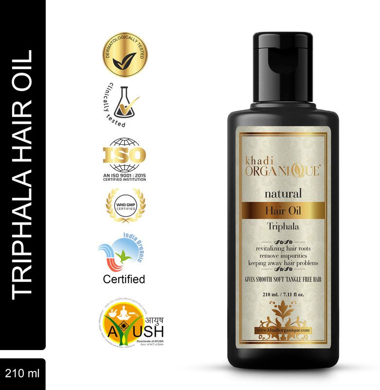 khadi ORGANIQUE Triphala Hair Oil moisturizes the hair roots and seals hair cuticles making them shine beautifully Hair Oil  (210 ml)