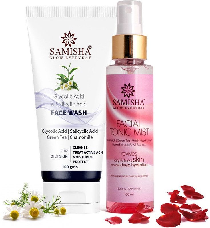 Samisha Acne Face Wash & Rose Toner Combo For All Skin Types (Pack of 2)(2*100ml)  (200 ml)