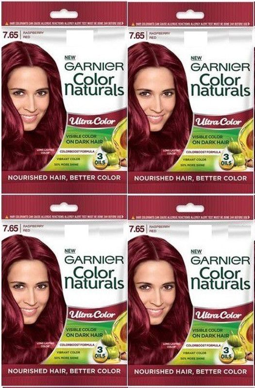 GARNIER Color Naturals Creme Riche Nourishing Hair Color (7.65 Raspberry Red) 4 , Rasperry Red 7.65