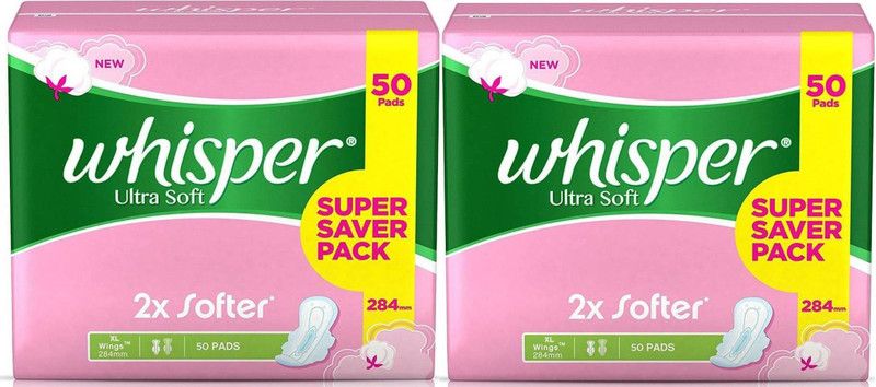 Whisper Ultra Soft Extra Large XL 50 Pads Sanitary Pad Sanitary Pad  (Pack of 2)