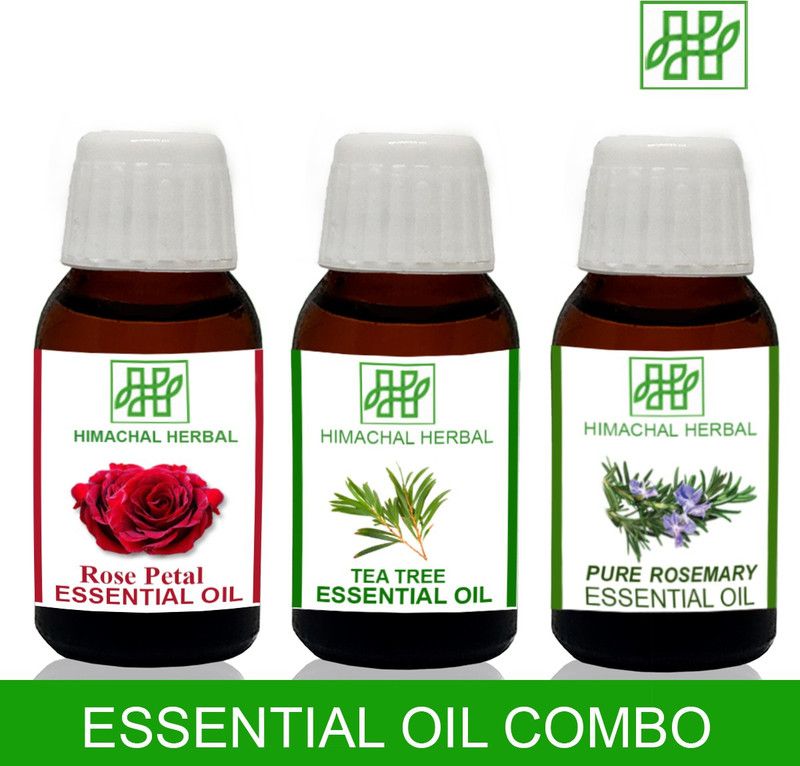 Himachal Herbal ROSE-ROSEMARY-TEA TREE ESSENTIAL OIL FOR COSMETIC SOAP MAKING AROMATHERAPY-3PC EACH 10ML  (30 ml)