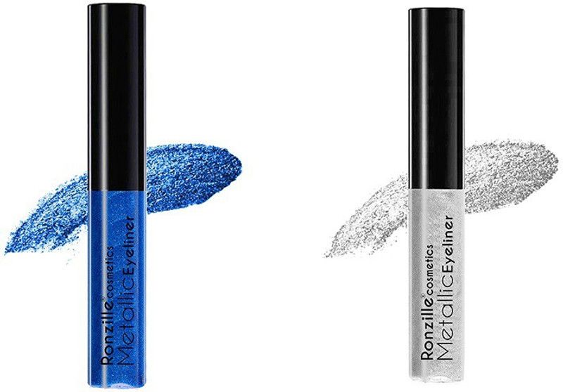 RONZILLE Glitter Liquid Eyeliner Blue Silver ( Pack of 2 ) 5.1 ml  (Blue Silver)