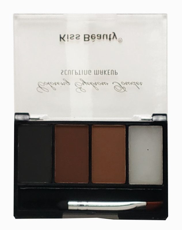 Kiss Beauty Eyebrow and Highlighting Cake 10 g  (Black, brown, light brown, white)