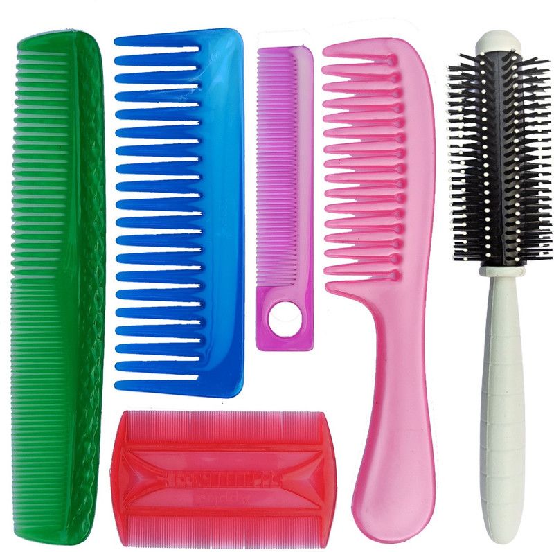 GARDENING CROP High Quality Plastic Hair Comb And Hair Brush Combo (Set of 5), Multi Use Regular Comb, Wide Tooth Comb, Wide Tooth Shampoo Comb, Pocket Comb, Lice Comb, Hair Roller Comb For Men And Women Comb Set