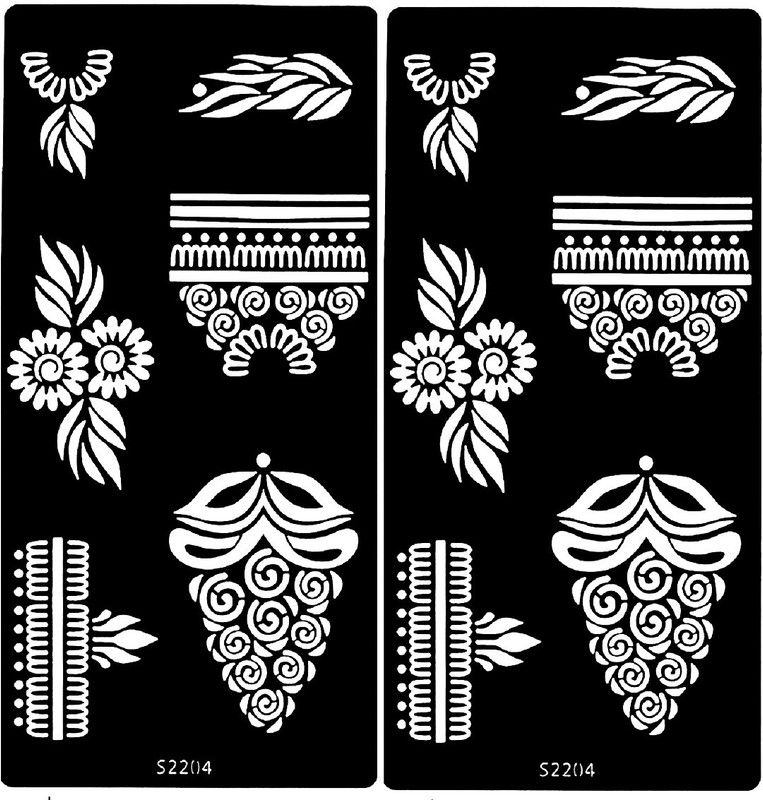 IVANA'S Henna Tattoo Stencil (Set for 2) Tattoo (Hands (Design-56)  (Body, Hand)