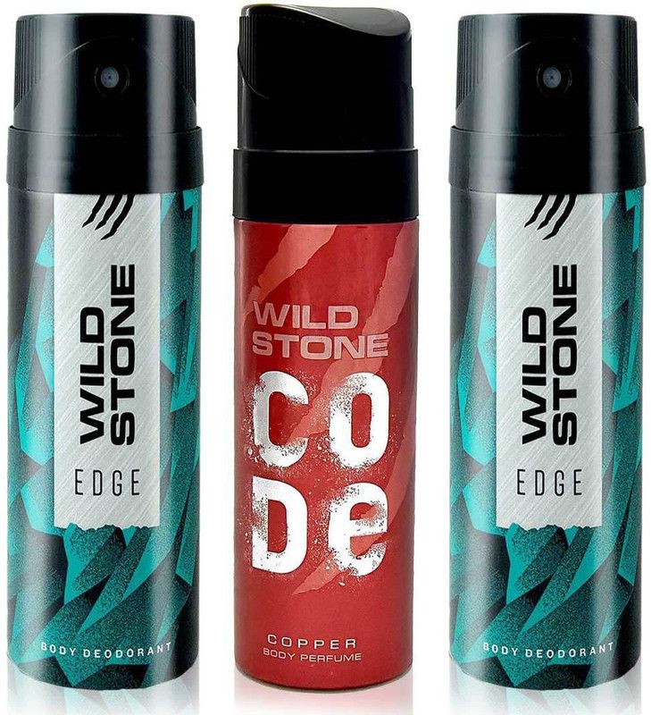 Wild Stone 2 Edge and Code Copper Body Mist - For Men  (420 ml, Pack of 3)