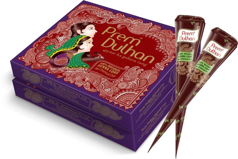 Prem Dulhan 100% Pure Natural, No Chemical 12 Pieces Purple Mehandi cone 350gm (Pack of 2) Natural Mehendi  (Pack of 24)