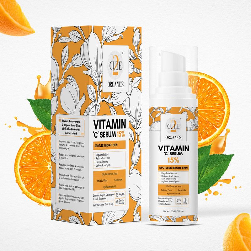 2cute VITAMIN C SERUM FOR GLOW AND BRIGHTENING SKIN | REDUCE PIGMENTATIONND DARK SPOTS  (30 ml)