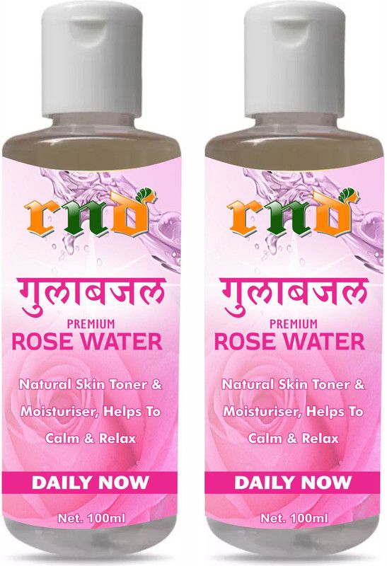 RND 100% Pure Rose Water for excellent Cleanser face, skin soft, smooth and glowing (Pack of 2) Men & Women  (200 ml)
